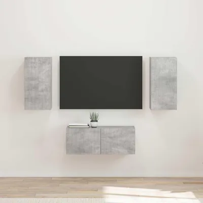 Produktbild von "Schlussverkauf" TV-SchrankSet Wandmontiert - 6 Stück - WohnzimmerTV-Möbel/TV-Tisch - Beton Grau Holzwerkstoff  C14376