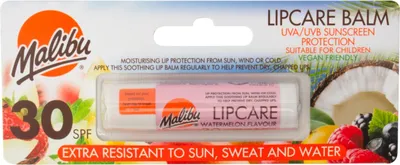 Image de Baume à lèvres Malibu Lip Care Watermelon SPF30, hydratant et vegan