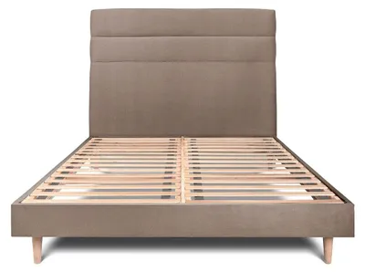 Produktbild von Bett mit gefüttertem Kopfteil – Samtstoff - 160 x 200 cm
