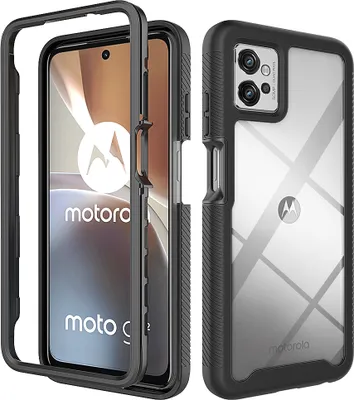 Obrázek produktu pro Moto G32 Pouzdro, Hybrid Průhledné Zadní Kryt, Robustní TPU Nárazník, Nárazuvzdorné Pouzdro pro Motorola Moto G32 černé