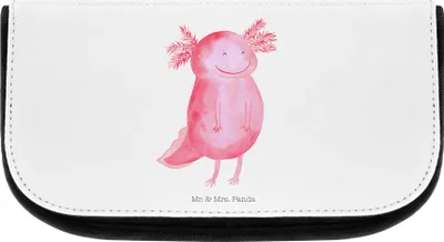 Produktbild von Mr. & Mrs. Panda Kulturtasche Axolotl Glücklich - Weiß - Geschenk, kulturtäschchen, Gute Laune, Lurch, Kulturbeutel, Lebensfroh, kosmetiktäschchen, gut Gelaunt, Organizer