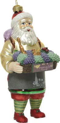 Produktbild von Christbaumschmuck Glas Weihnachtsmann mit Traubenkorb 16cm bunt