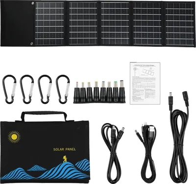 Obrázok produktu pre 5-násobný 40 W solárny panel skladacia taška, dvojitý USB + DC výstup, solárna nabíjačka, prenosná, skladacia, solárna nabíjačka, prenosný zdroj energie na vonkajšie použitie, na outdoorovú turistiku, horolezectvo, kempovanie, piknik
