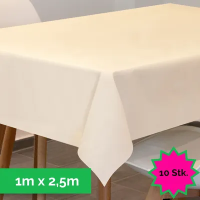 Produktbild von Sensalux Tischdecke, abwaschbar, Vorteilspack, 10 Stück, 1m x 2,5m, Creme