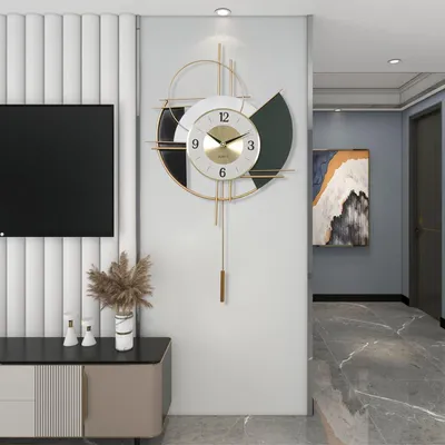 Produktbild von Moderne große Wanduhr 64 x 44 cm mit römischen Ziffern - Stille Metalluhr für Wohnzimmer, Küche, Schlafzimmer und Garten
