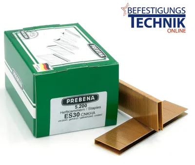 Produktbild von Prebena ES30CNKHA Klammern Heftklammern Typ ES 5200 Stück 30 mm verzinkt geharzt