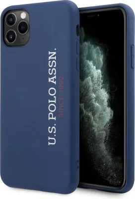 Produktbild von US Polo Apple iPhone 11 Pro Max Blauw Backcover hoesje - verticaal Logo
