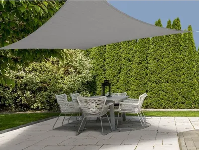 Produktbild von ProGarden Sonnensegel Quadratisch Grau 5x5 m, Polyester, UPF 50+, wasserabweisend, 160 g/m², 3,81 kg, für Garten, Balkon, Terrasse, inkl. Seile, Haken & Tragetasche