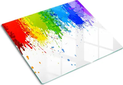 Produktbild von Tulup Glas Herdabdeckplatte Glaskeramikkochfeld-Abdeckung Spritzschutz Glasabdeckplatte Kochplattenabdeckung und Schneidebrett - Einteilig - 60x52 cm Regenbogenflecken