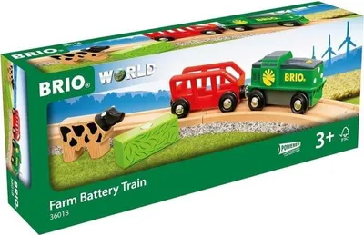 Obrázek produktu pro BRIO železniční souprava, napájení na baterie, dřevěné kolejnice, magnetické nakládání, elektrická lokomotiva, 3+ let
