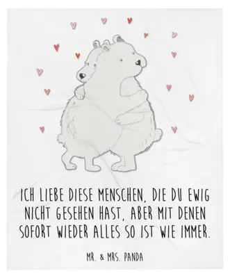 Produktbild von Mr. & Mrs. Panda Kuscheldecke Eisbär Umarmen - Weiß - Geschenk, Tagesdecke, Lustige Sprüche, Bettdecke, Decke, Wohndecke, Plüschdecke