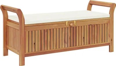 Produktbild von vidaXL Garten-Truhenbank mit Kissen 126 cm Massivholz Akazie