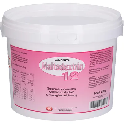 Image de Maltodextrine 12 Lamperts : poudre pour un apport énergétique en glucides, 2 500 g de poudre
