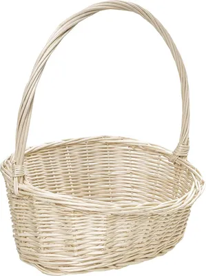 Zdjęcie produktu dla Creative Home Kosz Wiklinowy Owalny z rączką | 37x30x37 cm (+/- 1 cm) |Biały | kosz na prezent | ręcznie pleciony