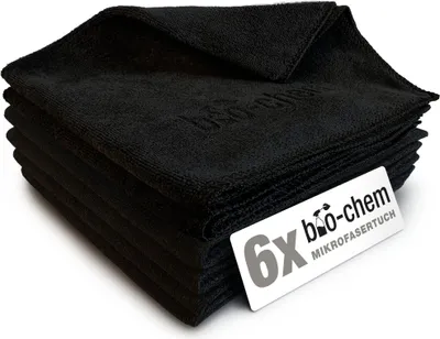 Produktbild von bio-chem Mikrofasertuch schwarz – 6 Stück –  fusselfreie Reinigungstücher & Putztücher für Auto, Fenster & Haushalt – saugstarke Microfaser Putztücher, Putztlappen & Allzwecktücher