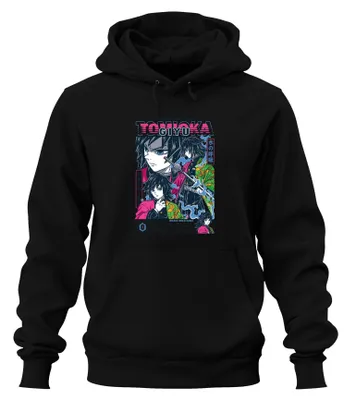 Productafbeelding van Giyu Tomioka Kimetsu no Yaiba, Waterademhaling, zwaard, pilaren, uni hoodie, zwart, maat L