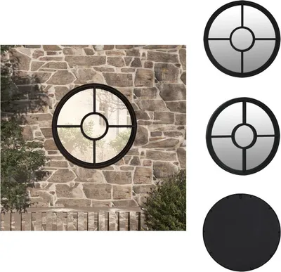 Produktbild von vidaXL Gartenspiegel Schwarz 60x4 cm Eisen Rund -  Spiegel