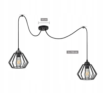 Produktbild von Luxolar Led Pendelleuchte Spider 2-flammig aus Metal Draht im Edison-Stil E27 60 W - Deckenlampe wohnzimmer, Schwarz Metal