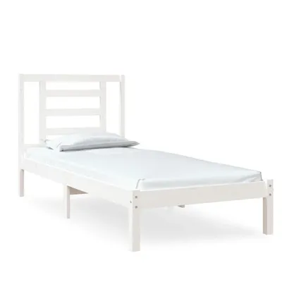 Produktbild von Massivholzbett Weiß 75 x 190 cm aus massivem Kiefernholz