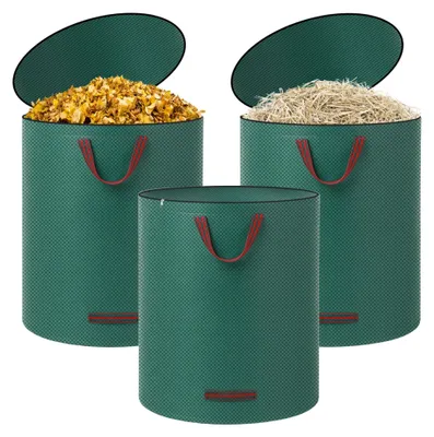 Productafbeelding van Set van 3 Sterke Tuinafvalzakken 272L met Deksel en Handvatten