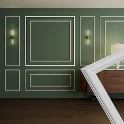 Produktbild von HEXIM Stuckleisten Wandrahmen Sets HDPS weiß - Auswahl an Größen für Wand, Decke, Bilder & Spiegel - Vielseitig einsetzbar in Wohn-, Büro- oder Ausstellungsräumen (RM01-G 140X140CM)