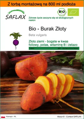 Zdjęcie produktu dla SAFLAX - Garden in the bag - Bio - Burak Złoty - 50 Nasiona - Z podłożem uprawowym w praktycznej, samorozkładającej się torbie - Beta vulgaris