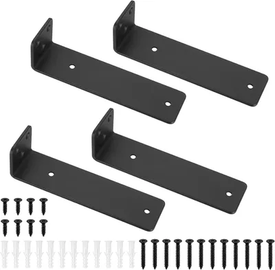 Imagen del producto de Soportes para estanterías de pared, en forma de L, de metal, 150 mm, juego de 4 unidades