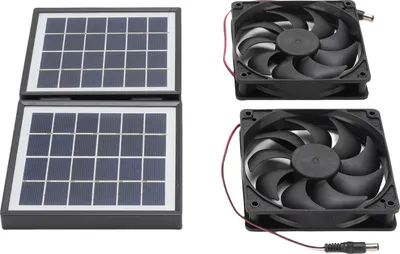 Obrázek produktu pro Sada solárních odsávacích ventilátorů odolných proti dešti 2x5W odsávací ventilátor s 10W skládacím solárním panelem pro venkovní karavan Pet House Utility Room Black