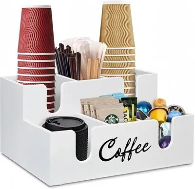 Produktbild von Famanu Wandmontierter Kaffeebar Organizer – Holzaccessoires Regal für Kaffeebereich