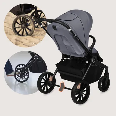 Produktbild von Lionelo Mika Plus Universal-Buggy bis zu 22kg Hohe Manövrierfähigkeit XXL-Verdeck mit UPF50+ Grau