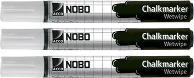 Produktbild von marker kredowy nobo wet wipe biały 3 markery