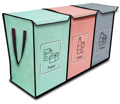 Produktbild von Abfalltrenner mit 3 Fächern, Deckel und Boden, 3x Recyclingbeutel, für die Küche