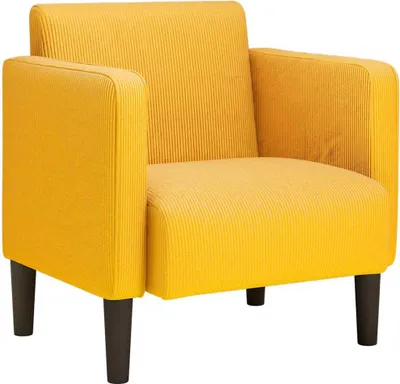 Zdjęcie produktu dla vidaXL Fotel z podłokietnikami jasnożółty 54 cm tkanina sztruksowa