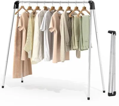 Obrázek produktu pro Skládací věšák na oblečení, nerezová ocel, výška 140 cm, na cesty