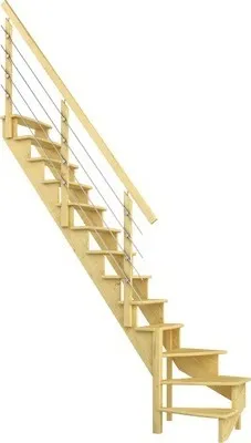 Produktbild von Pertura Wangentreppe Filia Kiefer Leimholz Ohne Setzstufen Seitenwange kiefer 1/4-gewendelt unten links 75 cm 12 Stufen