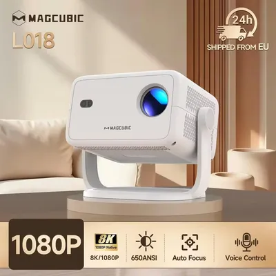 Produktbild von Magcubic L018 Beamer Native 1080P 650 ANSI, Android 14, WiFi 6, Autofokus und Auto-Trapezkorrektur, Weiß