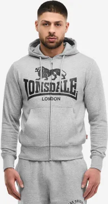 Produktbild von Herren Kapuzensweatjacke mit Reißverschluss schmale Passform KRAFTY Marl Grey/Black XL Lonsdale