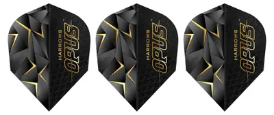 Produktbild von Harrows - Dart Flights "Prime Opus", geometrisches Design 3er-Pack PP6397 (Einheitsgröße) (Schwarz/Gold)