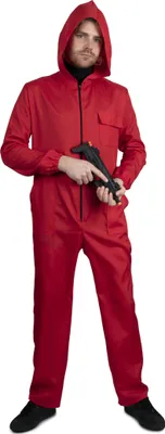 Produktbild von PxP 14605 - Bankräuber Overall rot, Banküberfall, Bandit, Dieb Kostüm, Gr. 48/50