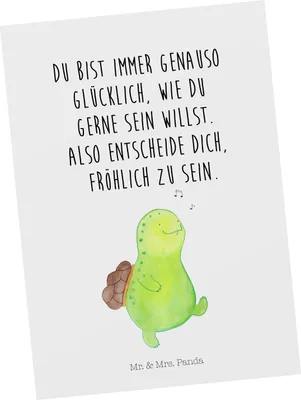 Produktbild von Mr. & Mrs. Panda Postkarte Schildkröte Pfeifen - Weiß - Geschenk, Fotokarte, Postkarten, Grußkarte, Glück, Depression, Schildkröten, bildkarte, Fröhlich, Ansichtskarte