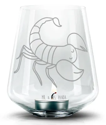 Produktbild von Mr. & Mrs. Panda Laterne Sternzeichen Skorpion - Transparent - Geschenk, Kerzenglas, glas kerzenhalter, Geburtstag November, Windlicht, Skorpione, Teelichthalter, Oktober
