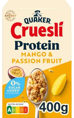 Image de Quaker Cruesli Protein Mangue & Passionfruit, 400g – Muesli croquant avec supplément de protéines