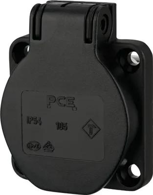 Produktbild von Einbausteckdose IP54 mit Klappdeckel - schwarz