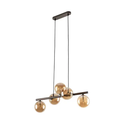 Produktbild von Hängeleuchte Metall Rauchglas G9 H: max. 120 cm Braun Bernstein länglich Modern Pendelleuchte
