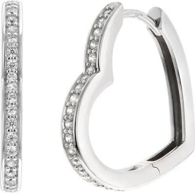 trendor 68357 Damen-Ohrringe 925 Silber Herz-Creolen Zirkonias 22 x 22 mm 1