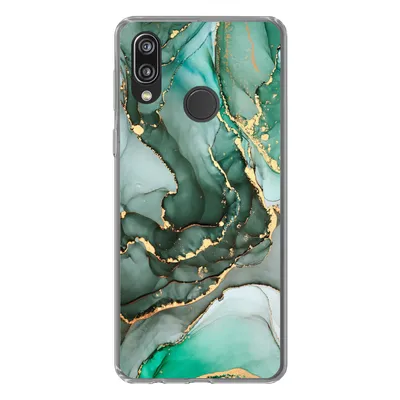 Produktbild von MuchoWow® Handyhülle Schutzhülle Hülle für Huawei P20 Lite (2020) Gold - Marmor - Grün - Luxus - Marmoroptik - Grau Silikon Softcase Handy Hülle - Kartenhalter