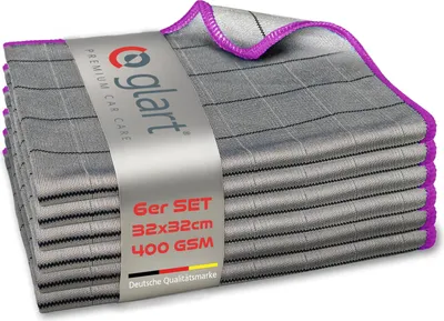 Immagine prodotto di Glart 44C6P 6X Panni in carbonio Panni per pulire i vetri dell'auto Senza pelucchi 32x32 cm