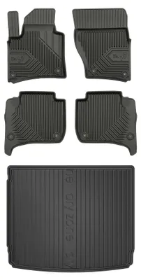 Image de Tapis en caoutchouc + bac de coffre pour Porsche Cayenne II 2010-2017 (SUV, coffre standard) – 5 pièces, noirs, sur mesure