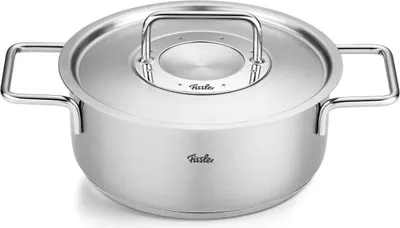 Produktbild von Fissler Pure Collection / Edelstahl-Bratentopf (Ø 20 cm, 2,4L) Töpfe inkl. Metall-Deckel, Innen-Skalierung – Induktion, Silber