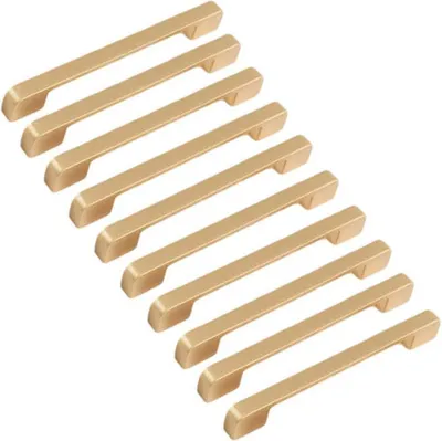 Produktbild von 10er-Pack Möbelgriffe aus Zinklegierung, Schranktürknöpfe, Kleiderschranktürgriffe, 128 mm Lochabstand, goldfarben